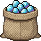 The Gem Sack, a burlap sack full of gems
