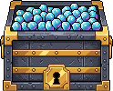 The Vault, an iron chest with gold bands, full of gems