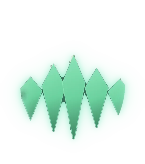 The Crystalline HQ: a row of five gem shards.