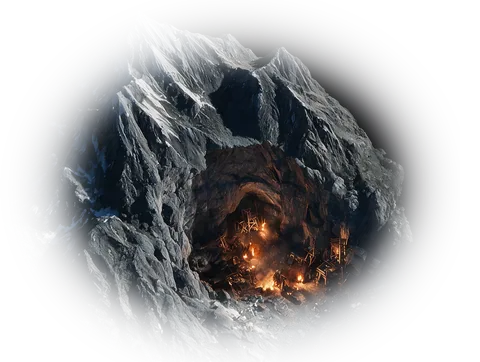 The mouth of Karrow Deep, lit from inside the mountain.