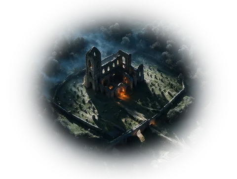 A ruined abbey in the Sorrow Vale.